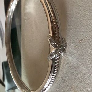 Solid silver and diamonds bangle bracelet